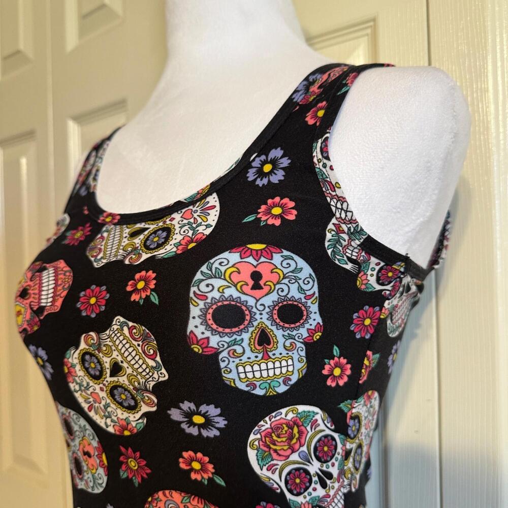 SUGAR SKULL Day of the Dead Cami Tank Size S 3-5 No Boundaries Women Juniors